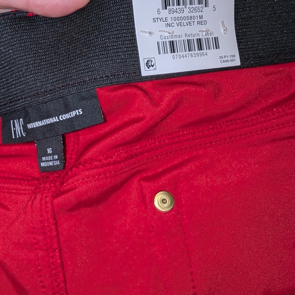 NWT INC International Concepts Red Velvet Pants - Picture 2 of 4